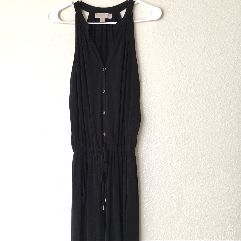 Michael Kors Button Front Tie Waist Jumpsuit
